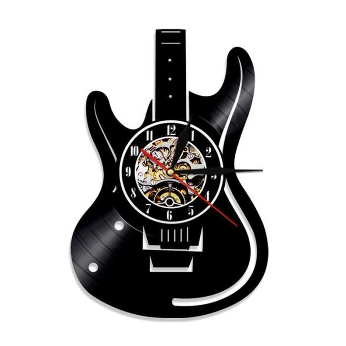 Horloge murale pour guitare avec enregistrement en vinyle, Vintage, décoration pour la maison, Instruments mus*PD4497
