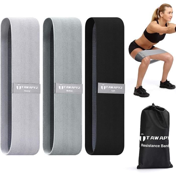Bande Élastique Musculation Fitness (Lot de 3), Bandes de Résistance Élastiques 3 Niveaux de Force en Tissu Booty Resistance Bands p