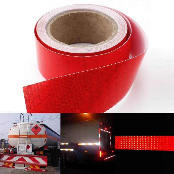 10m x 5cm ruban autocollant bande réfléchissant lumière couleur en rouge