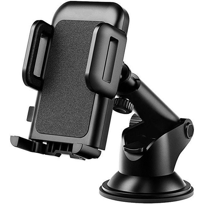 Support telephone voiture, support telephone voiture ventouse, support smartphone voiture, support ventouse telephone voiture. Noir