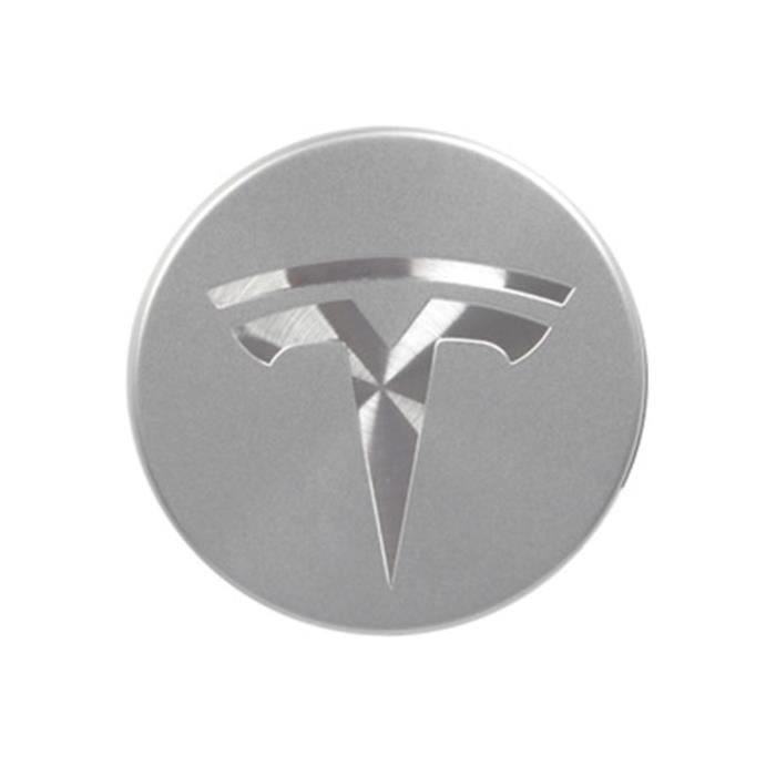 Moyeux de roue,Centre de roue pour Tesla modèle 3 S X, avec emblème, 58mm de diamètre extérieur, 20 pièces, - Type Silver