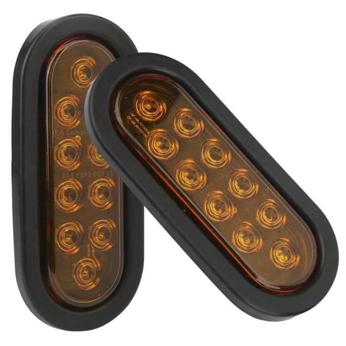 HURRISE feu arrière de camion 2pcs 10LED feu de position latéral 6in ovale IP67 étanche lampe arrière en surface montée pour