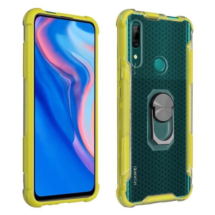 Coque Huawei P Smart Z Bi-matière Contour Bumper Amovible Bague métallique jaune Jaune