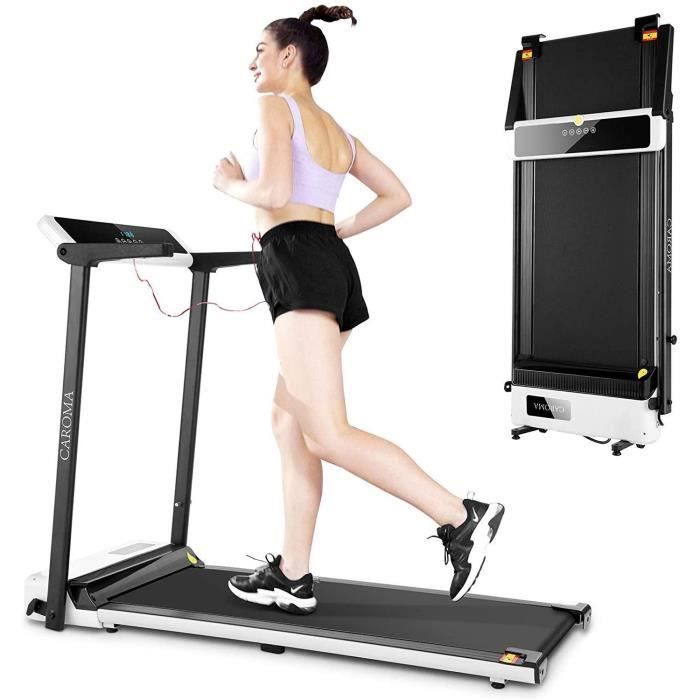 Tapis de course -Pliage-2.0 CV-7Couches 40cm Élargissez la ceinture de course-1-8KM/H-12programmes- LCD -2 Roues Transport