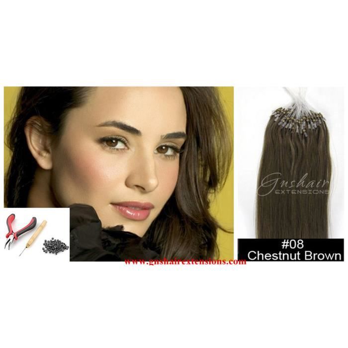 KIT POSE EXTENSIONS DE CHEVEUX A FROID CHATAIN #8