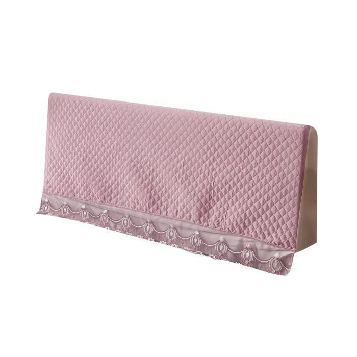 Tête de Lit Housse de Protection avec Broderie en Dentelle en Polyester Doux pour Têtes de Lit Plates en Bois 180cm Rose
