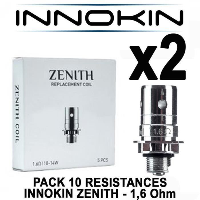 LOT 10 résistances INNOKIN ZENITH 1,6 Ohm pour le clearomiseur ZENITH d'INNOKIN (2 boîtes de 5 résistances) AUTHENTIQUE