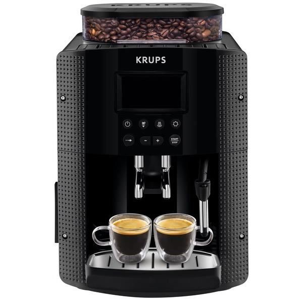 KRUPS YY8135FD Essential Machine à café, Broyeur à grain, Cafetière expresso, Buse vapeur, Cappuccino, Fabriqué en France, Noire