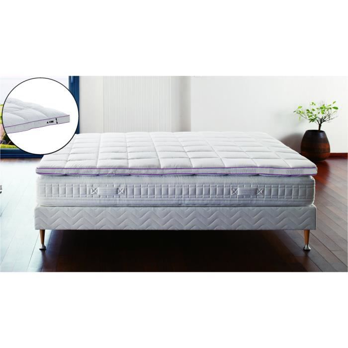sur-matelas 160 x 200 cm mémoire de forme déhoussable 4 cm