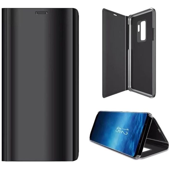 Galaxy S9 Plus Coque Etui Housse Samsung Galaxy S9 Plus Clear View Etui à Rabat Fonction Stand - Noir