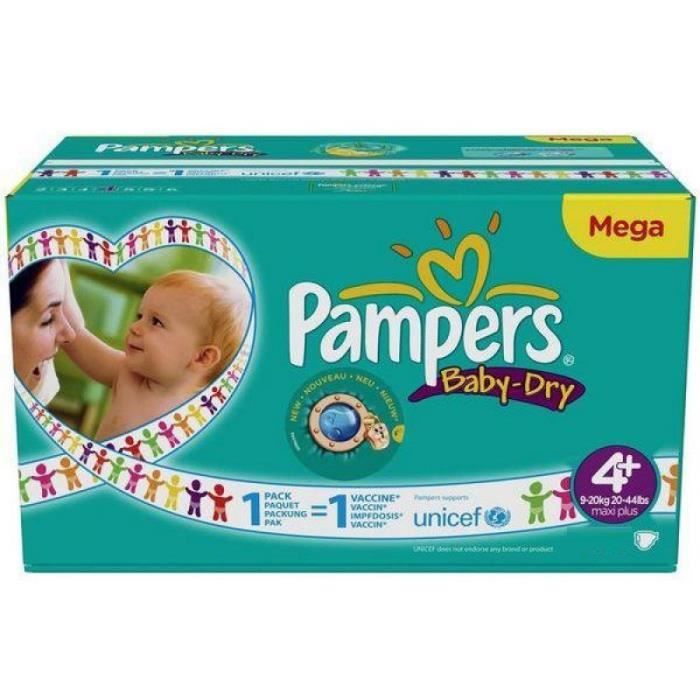 maxi mega pack 462 x couches bébé Pampers - Taille 4+ baby dry