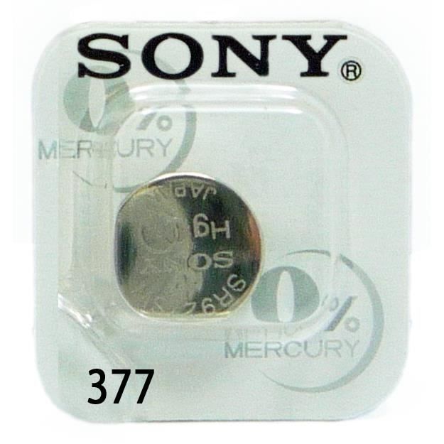 1x Sony Pile de Montre 0% Mercure, 377 (SR626SW)
