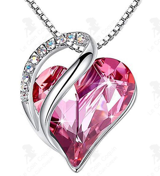LCC® Collier en coeur diamant strass rouge cristal Swarovski Elément bijoux femme accessoire beauté design élégance collier bijou