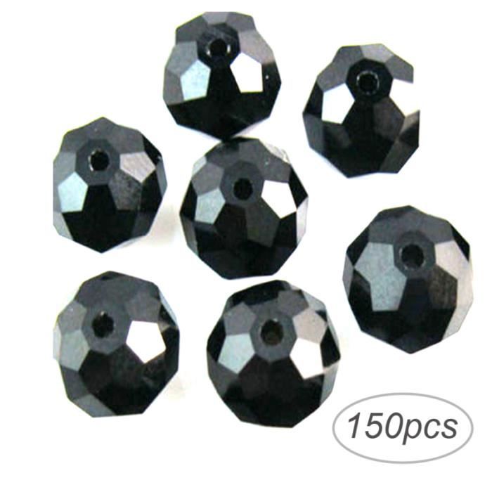 150 pcs DIY Facette Rondelle Verre Cristal Perles pour Bijoux Collier Bracelet Faire 3x4mm (Noir) CHAINE DE COU VENDUE SEULE
