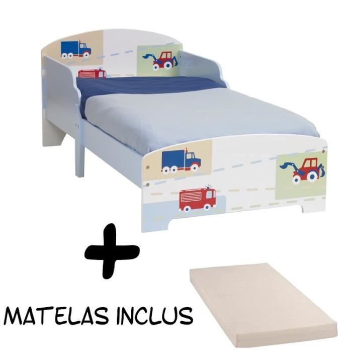 Lit garçon vehicules en bois + Matelas