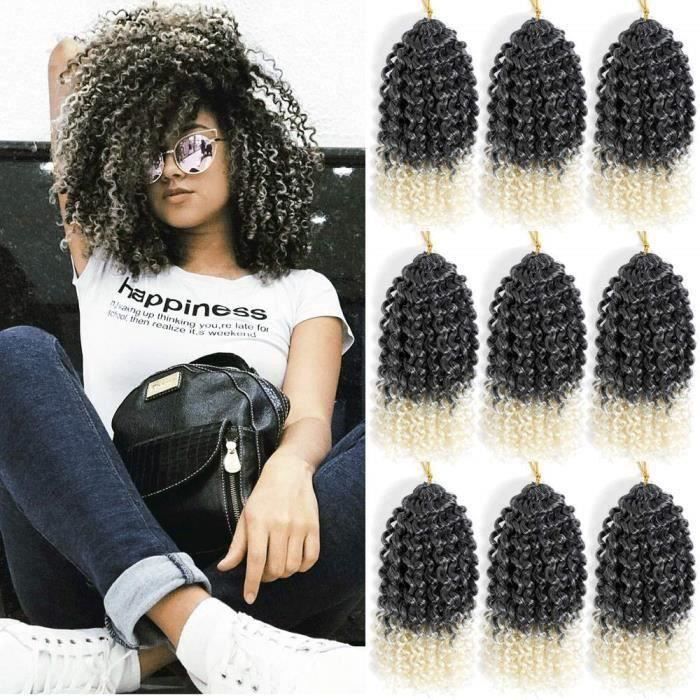HK1-35287Marlybob Synthétique Crochet Tressage Cheveux bouclés Crochet Cheveux Tresses Kinky Curl Cheveux Bundles pour Femmes Noir