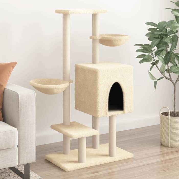 vidaXL Arbre à chat avec griffoirs en sisal crème 117 cm