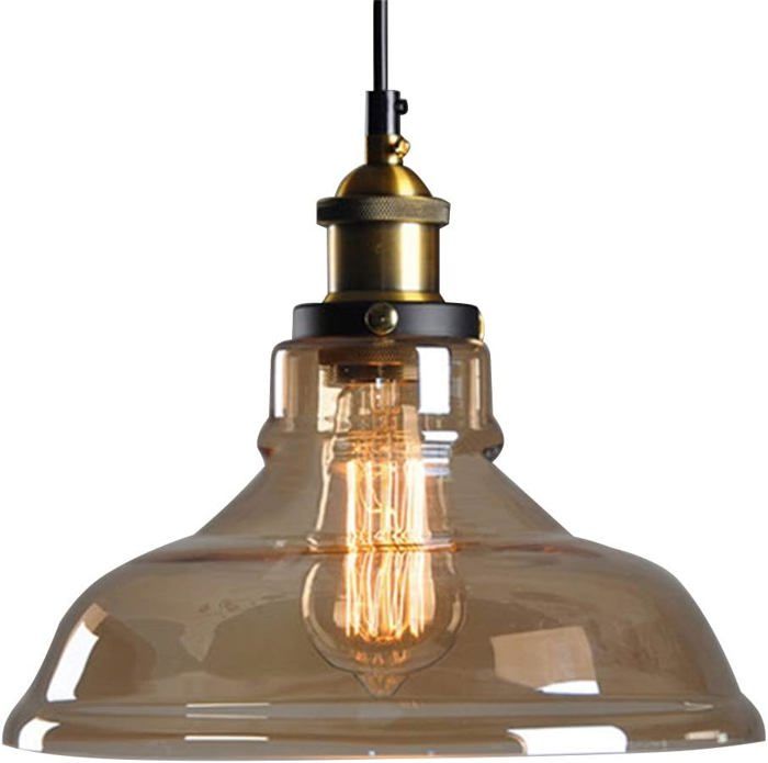 Lot De 3 Suspensions Plafonnier Industrielles - Laiton Patiné Vintage - Ampoule E14 Incluse