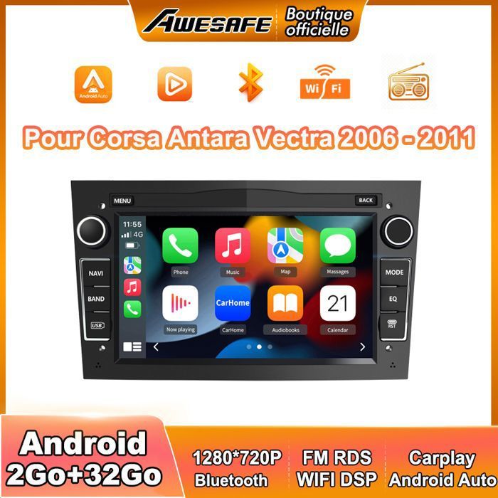 Autoradio Android Pour Opel (Astra, Corsa, Etc.) - Écran Tactile 7", 2Go/64Go, CarPlay/Android Auto Sans Fil, GPS, Caméra De Recul, Commandes Au Volant
