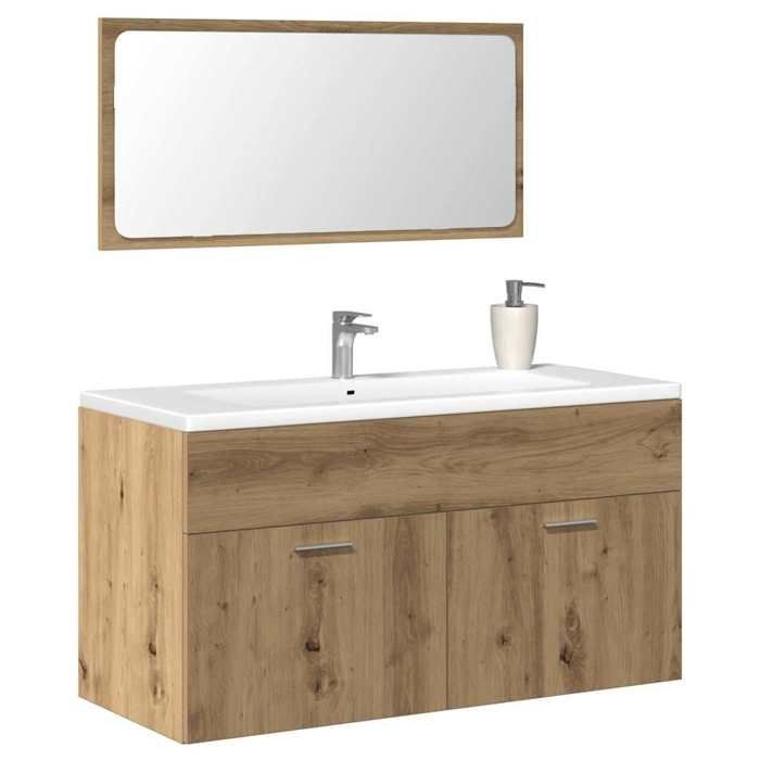 vidaXL Armoire de salle de bain avec miroir chêne artisanal armoire de salle de bain meuble de salle de bain meuble de 856382