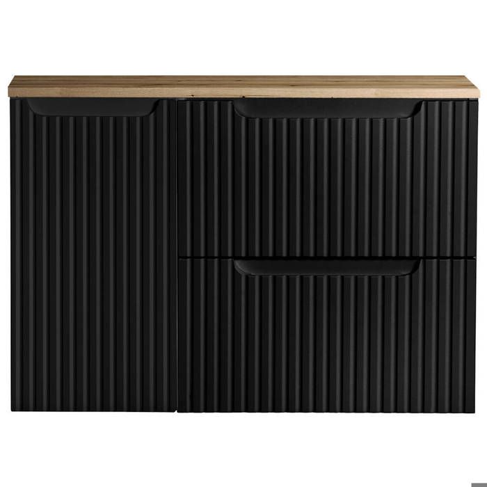 Meuble sous lavabo Newport 80 x 60 x 40 cm noir effet chêne Meuble sous lavabo Newport 80 x 60 x 40 cm noir effet chêne