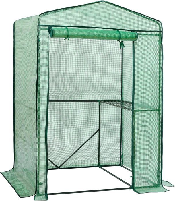 Serre De Jardin Tunnel 100x50x150 Cm - Bâche PVC Transparente, Structure Acier - Porte Zippée - Pour Tomates, Plants, Semis - 10