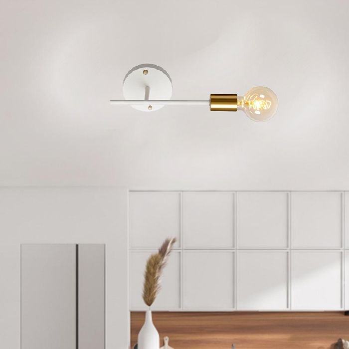 WOTTES Lustre Plafonnier/Applique Murale Industriel E27 Lampe de Plafond Rétro Vintage en Métal Blanc et Cuivre 1pcs Pour Loft