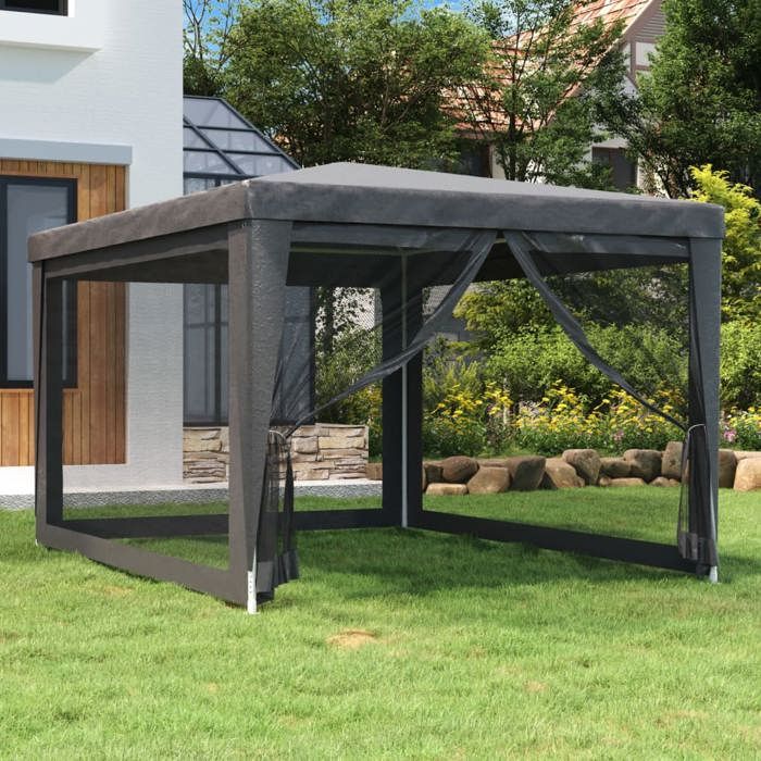 Tente de fête-Tonnelle de Jardin avec 4 parois latérales en maille Anthracite 3x4m