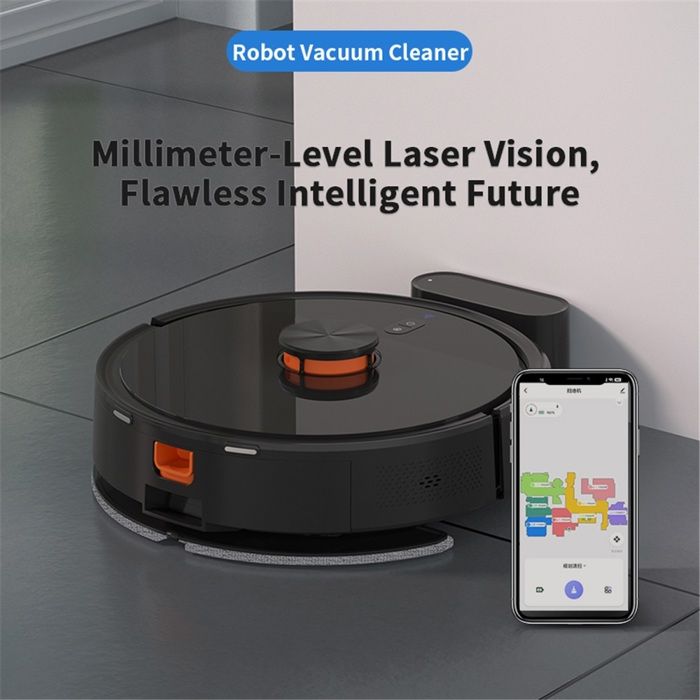 Aspirateur Robot 3 en 1 avec statioa Nettoyage intelligent navigation LiDAR durée de vie 120 min noir - Bowai