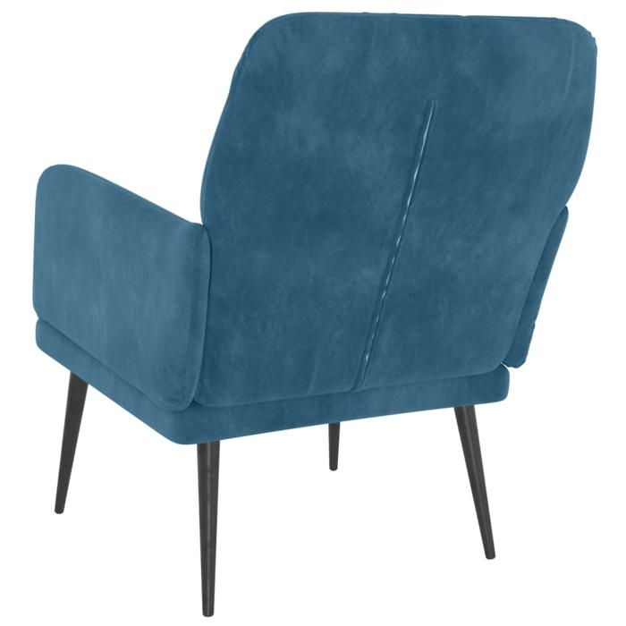 CHIC 1 PLACE Fauteuil scandinave - Bleu 62x79x79 cm - Velours 62x79x79 cm @145