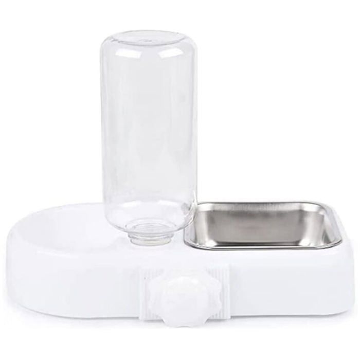 Ensemble de gamelles pour chien et chat avec gamelle amovible en acier inoxydable et distributeur deau automatique - blanc