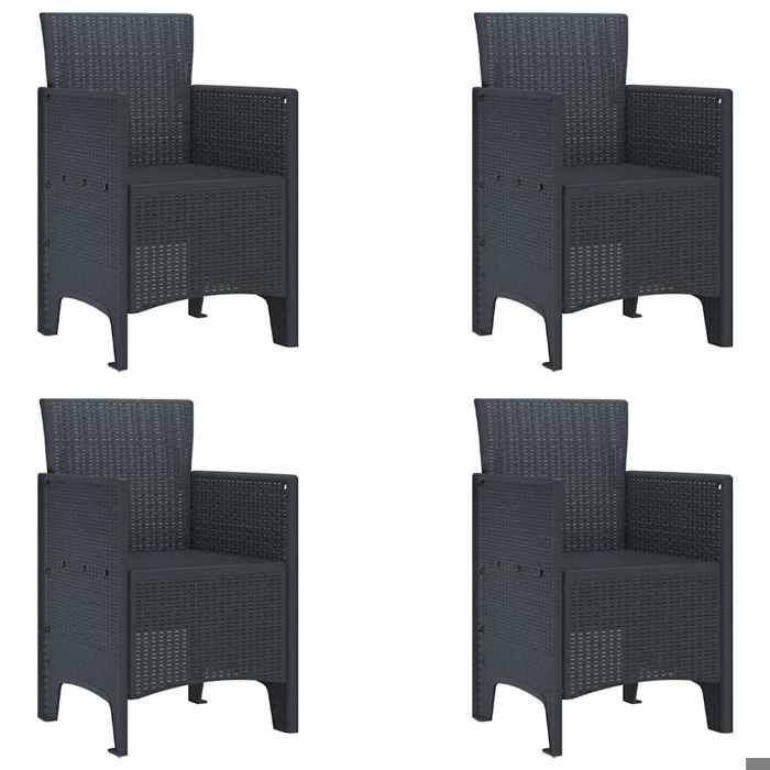 NEW 2025 Chaises de jardin - GKO - Fauteuil jardin - 4 pcs Anthracite en Rotin Poly - size:53x49x85 cm @@3622