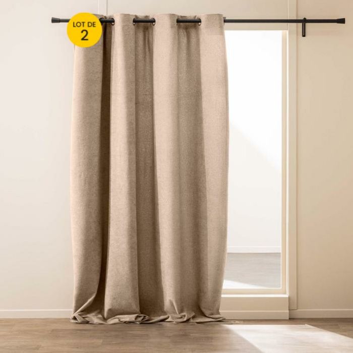 Paire de rideaux - Effet lin - Lin - 2x60x90 cm - Polyester | Leroy Merlin