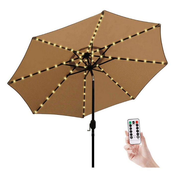 1 Pack lampe solaire à LED pour parasol Parapluie Lumières Parasol pour Patio Camping Tentes de Camping - Lumière blanche chaude