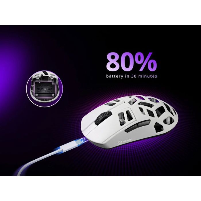 Souris de jeu - LORGAR - MSE90W - Sans fil - Alliage de magnésium - Couleur blanche