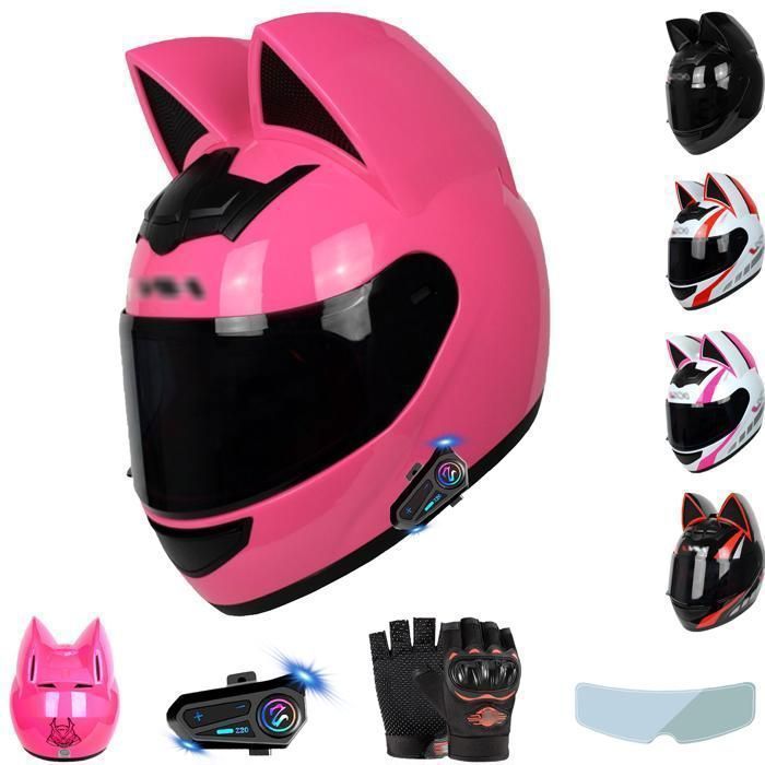 Décoration Casque Peluche Oreilles Chat Peluche Moanyt Lot De 2 - Accessoire Casque Vélo Ski Moto Accessoire Moto Personnalisable