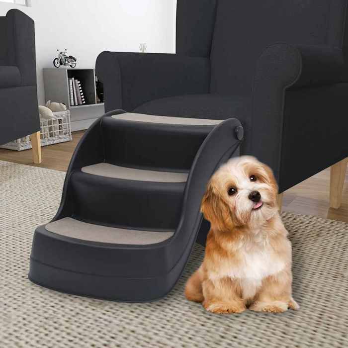 Escalier pliable pour chiens - vidaXL - 3 marches - Noir - Sécurité intégrée