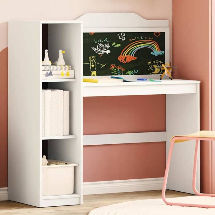 Bureau enfant style moderne fonctionnel - Blanc - Bois dingénierie - 120 x 45 x 118 5 cm - pour chambre denfant