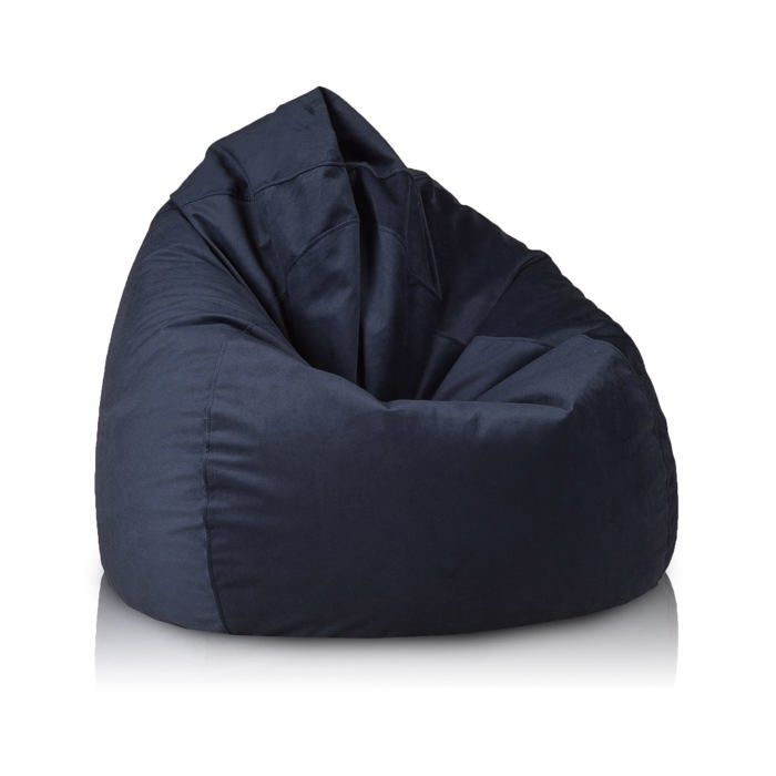 Fuzzy pouf fauteuil microfibre poire adulte fauteuil relax salon billes polystyrène 80x110 cm bleu nuit Ecopuf