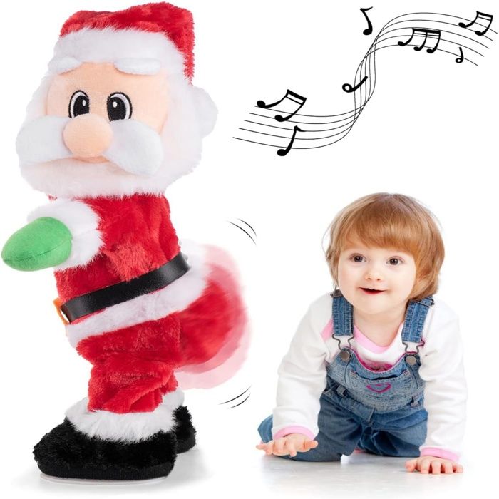 Twerking Père Noël-[Chanson Anglaise] Hanche Torsadée, Jouet Électrique Chantant et Dansant, Figurine Père Noël Cadeau de Noël