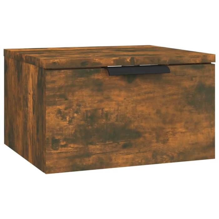 Table de chevet murale - GKO - Chêne fumé - 34x30x20 cm - Bois dingénierie - Capacité 60 kg - Flottante