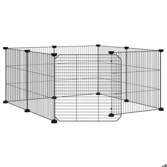Cage pour animaux à 8 panneaux - vidaxl - Noir - 35x35 cm - Acier thermolaqué - Porte pratique - Montage facile