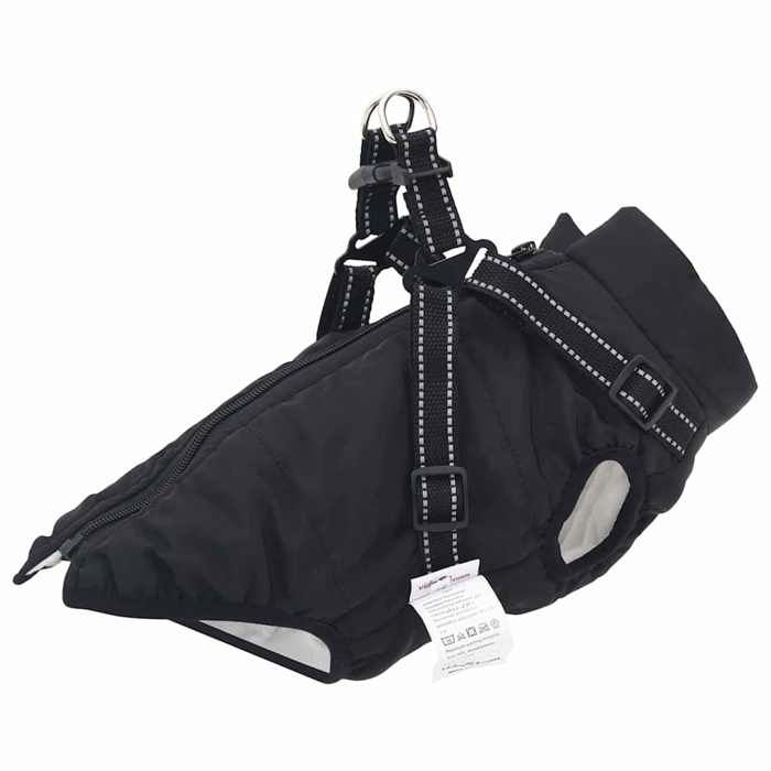 （ON SALE)Manteau pour chien - Coupe-vent et résistant à leau - avec harnais Noir S Fleece et Polyester @FR5426863