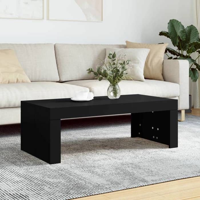 SALE 2026 Table à café Noire - Table basse Noire 102x50x36cm - bois dingénierie PRO284538998