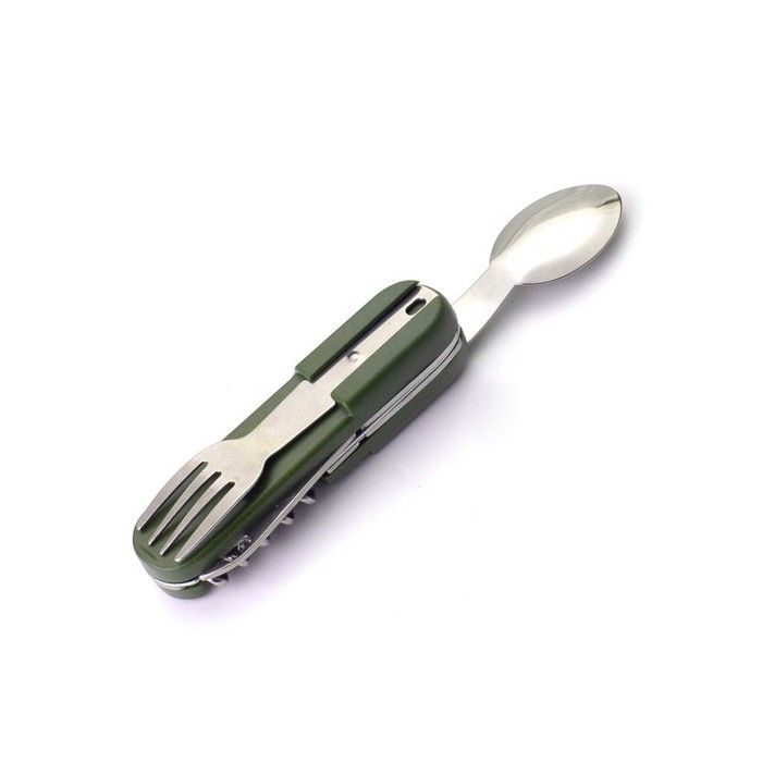 Couverts pliants de camping - KoleZy - Acier inoxydable 420 - Outil multifonction 7-en-1