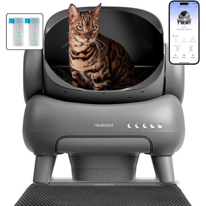 Neakasa M1 plus Bac à litière autonettoyant ouvert grande capacité avec tapis de litière pour plusieurs chats