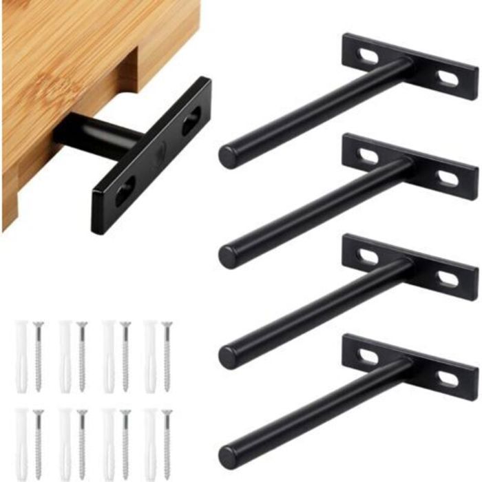 Lot de 4 Fixation Etagere Invisible128 mm/5 in Support Etagere InvisibleSupport Etagere MuraleFixation Invisible pour Étagère