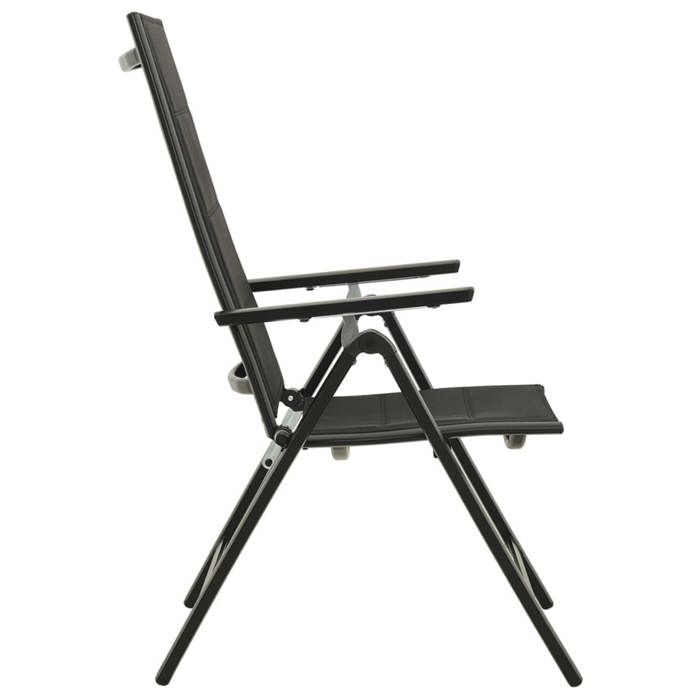 Chaises pliables de jardin - (lot de 2) - Meuble de Siège - Textilène et aluminium Noir CC1015