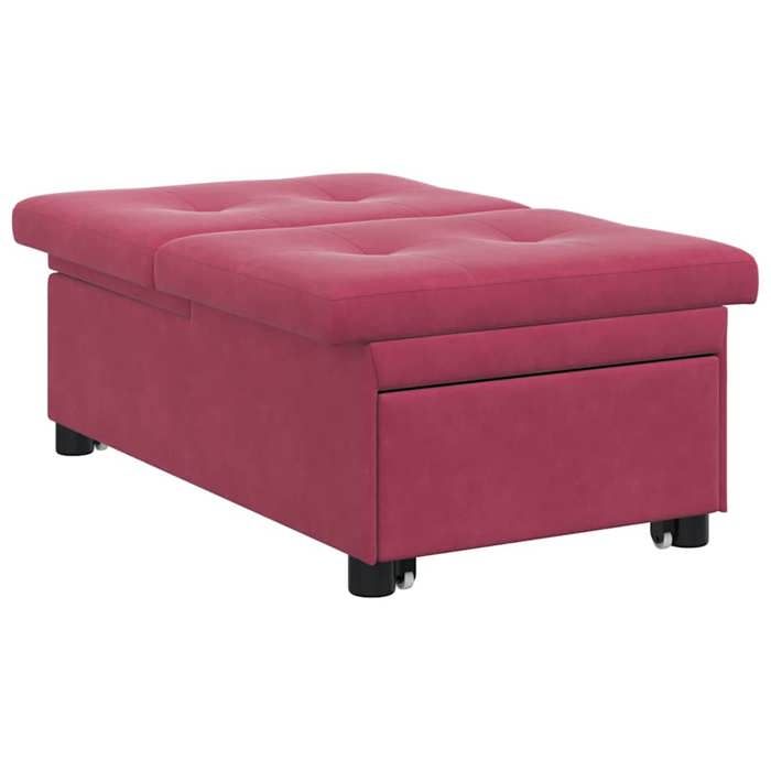 Canapé-lit - SOFA 2 en 1 - Bordeaux 194x67x82 cm - Velours - (par siège) : 110 kg C3080