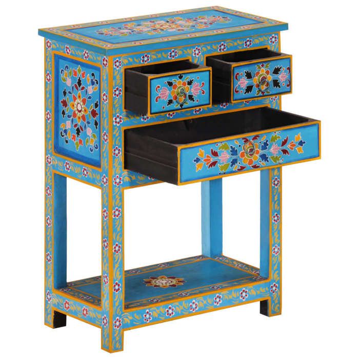 Buffet(1 pc) Commode Vaisselier Meuble Rangement turquoise 55x30x76 cm bois massif de manguier B7151